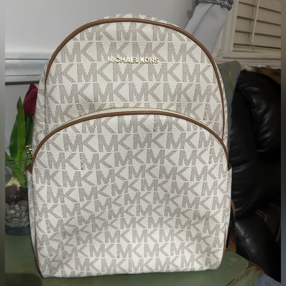 Michael Kors Designer Cream & Brown Backpack